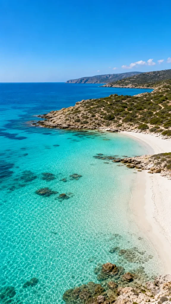 Shallow warm turquoise water at Balos Lagoon, ideal for families