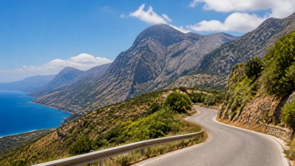 scenic mountain road or landscape in western Crete